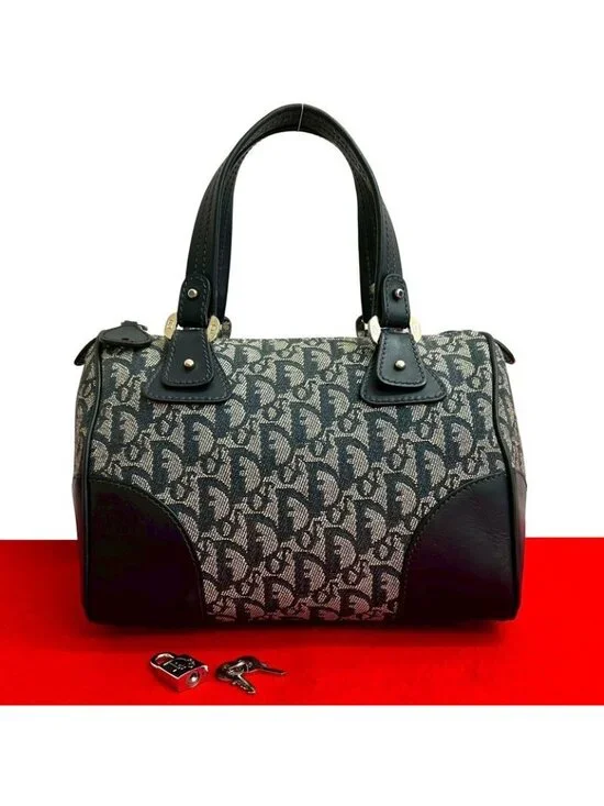 Dior Trotter Pattern Canvas Leather Handbag Mini - Picture 1 of 10